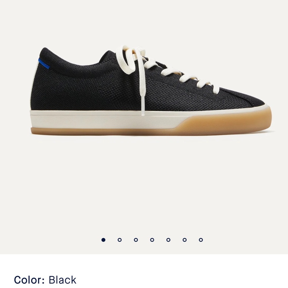 Rothy's Black Knit Lace-Up Sneakers with Cream Laces and Gum Sole - Picture 4 of 7